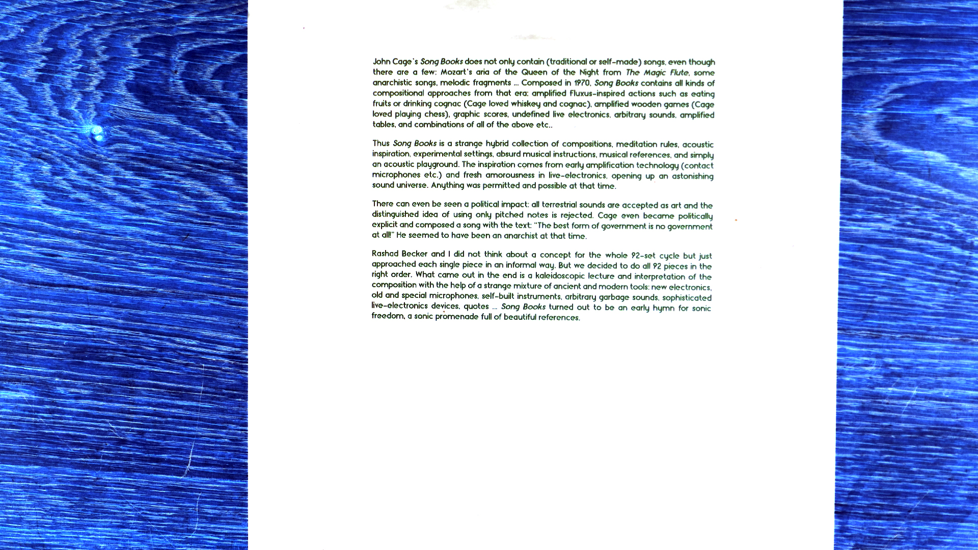 2022-01-03 John Cage - Complete Song Books (KR029) (2016) (2V) (Mix und Remix)